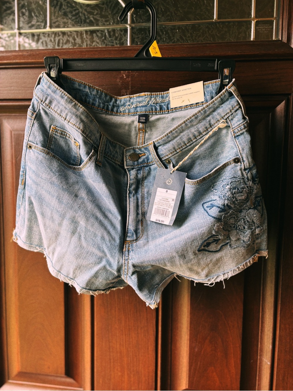 Embroidered High Waist Denim Shorts 8